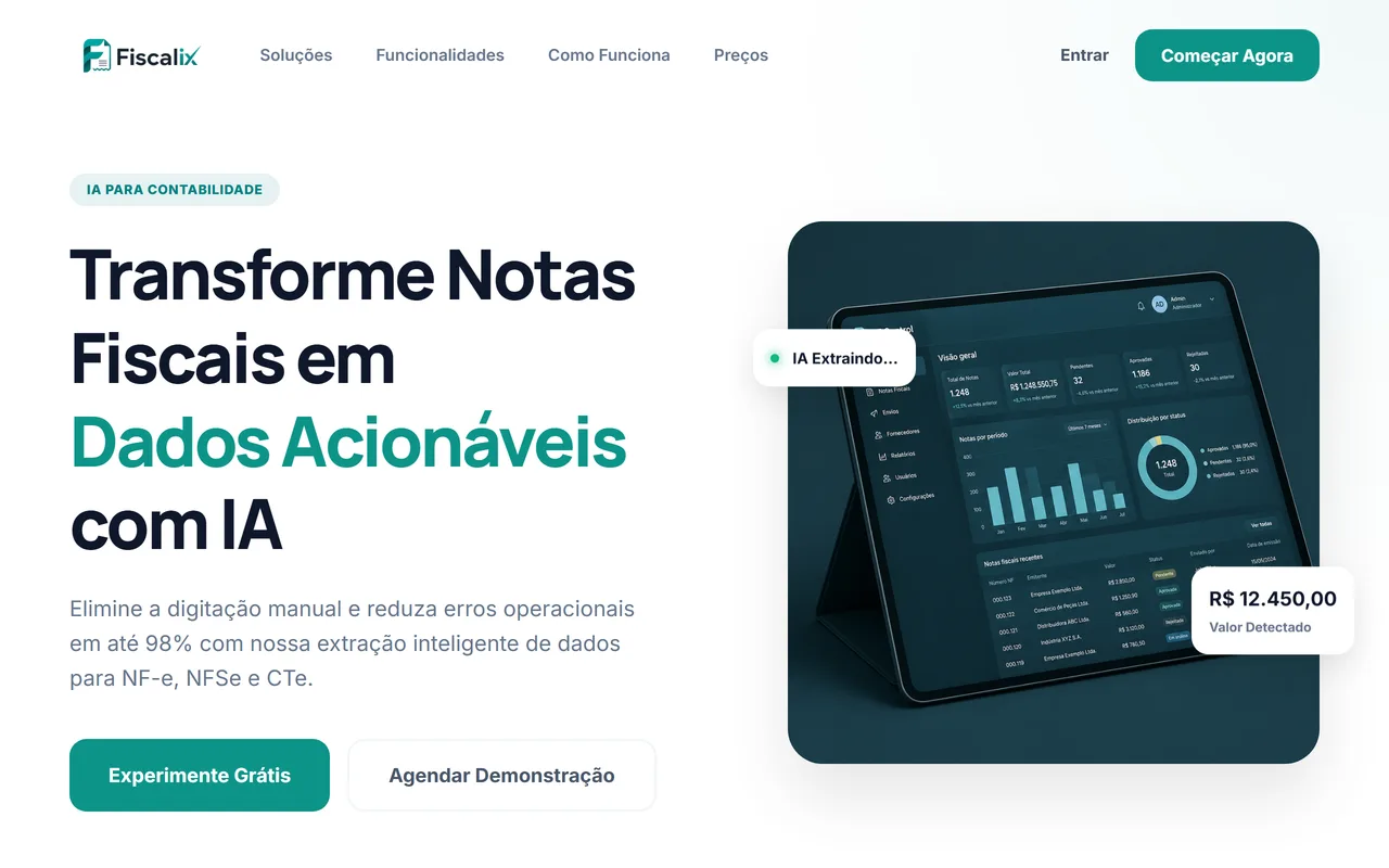 Tela inicial do projeto Fiscalix, desenvolvido pela Codelix