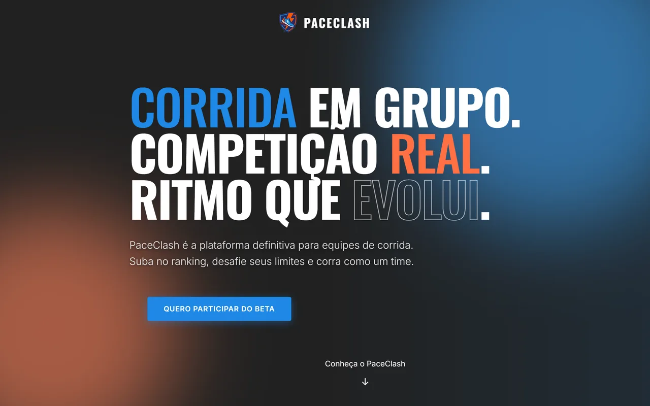 Tela inicial do projeto PaceClash, desenvolvido pela Codelix